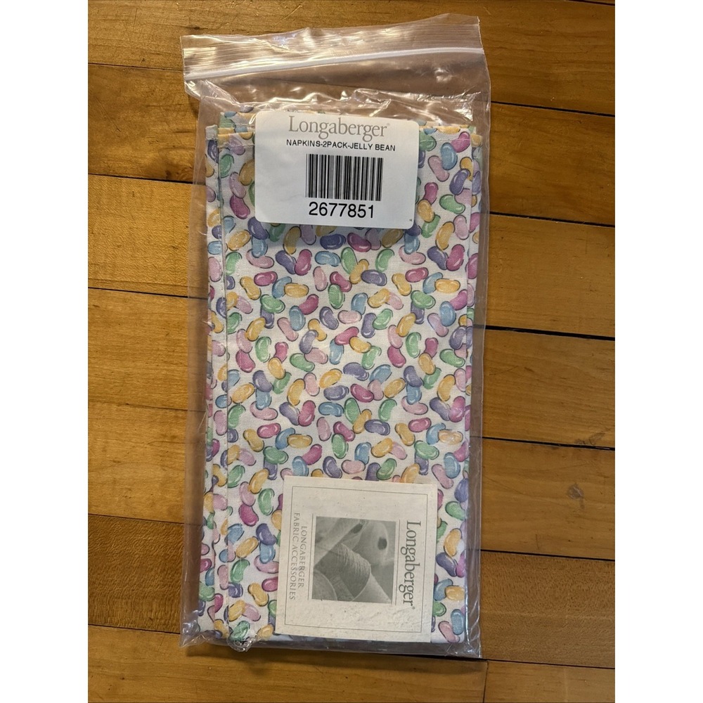 Longaberger 2 Napkins Fabric Jelly Beans new 17" square Jellybean